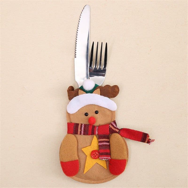 image-Christmas Decoration Restaurant Hotel Layout Pocket Fork Knife Cutlery Holder Santa Claus Fork Knife Gloves Bag Table Decor