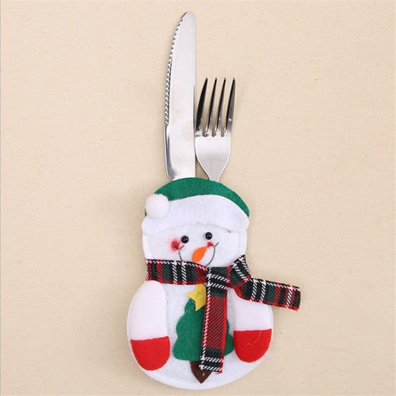 image-Christmas Decoration Restaurant Hotel Layout Pocket Fork Knife Cutlery Holder Santa Claus Fork Knife Gloves Bag Table Decor