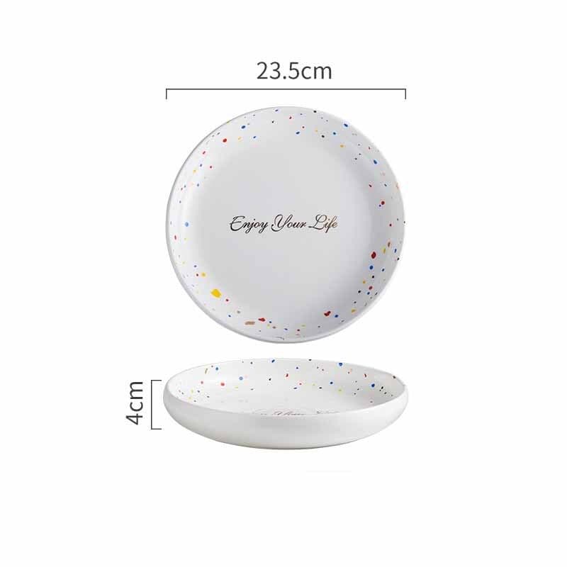 image-Household Simple Ceramic Terrazzo Plate Tableware