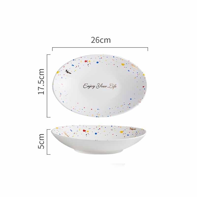 image-Household Simple Ceramic Terrazzo Plate Tableware
