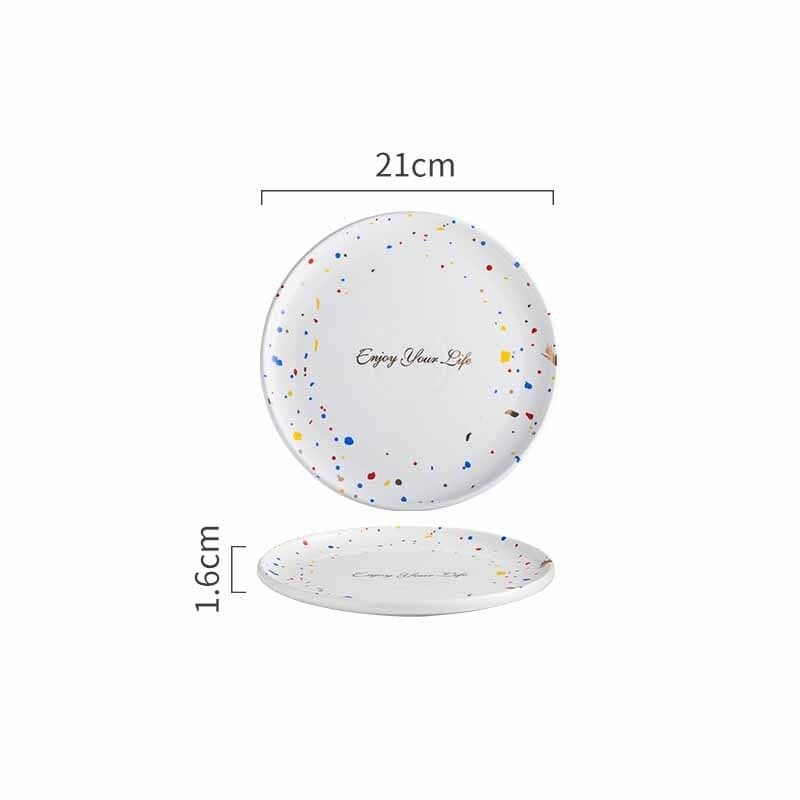 image-Household Simple Ceramic Terrazzo Plate Tableware