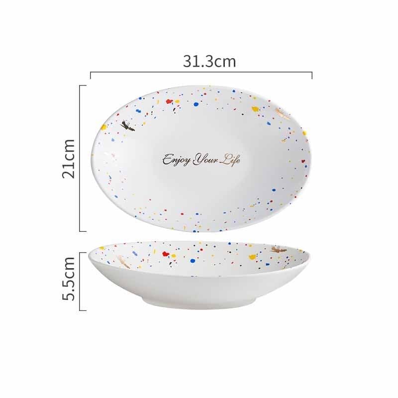 image-Household Simple Ceramic Terrazzo Plate Tableware