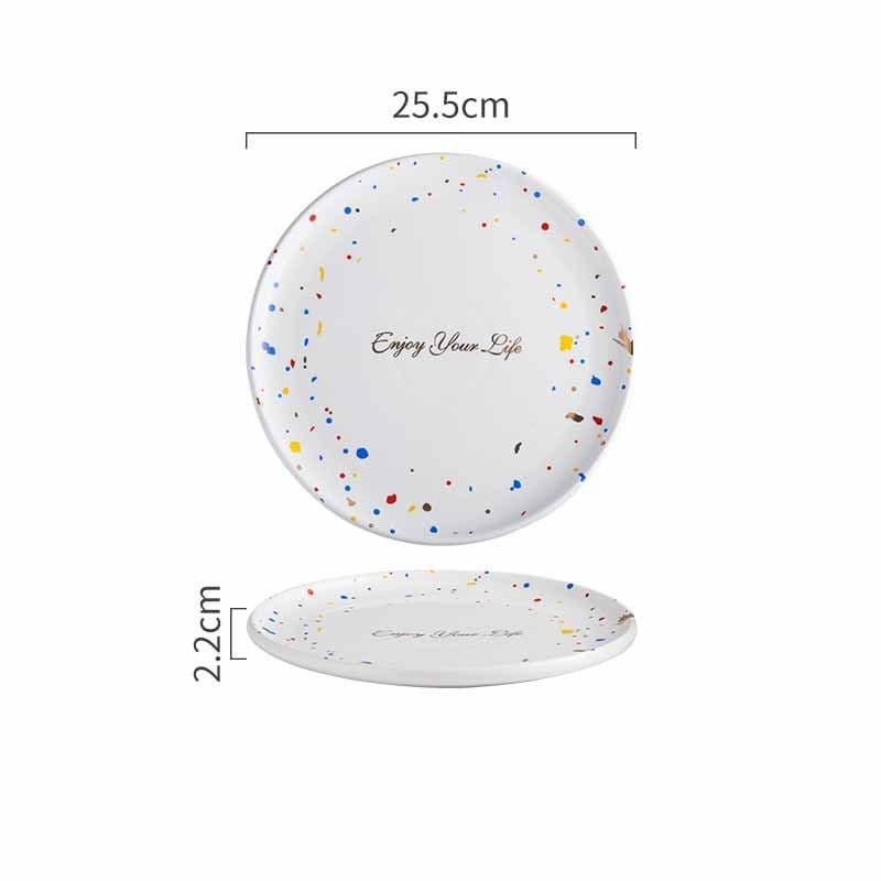 image-Household Simple Ceramic Terrazzo Plate Tableware