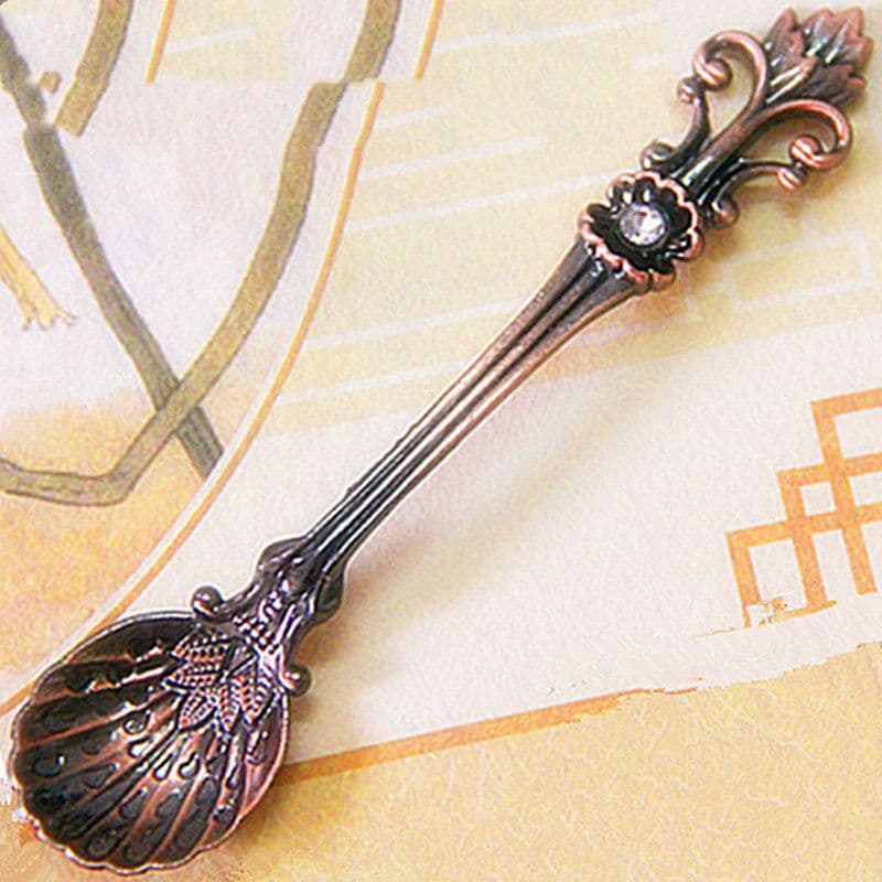 image-Creative Retro Pattern Alloy Stirring Dessert Spoon
