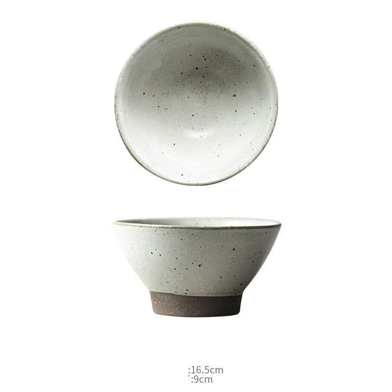 image-Jingdezhen Handmade Home Retro Noodle Soup High Legged Clay Bowl