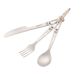 image-Pure Titanium Knife, Fork And Spoon Three-piece Set, Outdoor Picnic Camping Ultra-light Portable Tableware Set