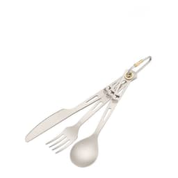 image-Pure Titanium Knife, Fork And Spoon Three-piece Set, Outdoor Picnic Camping Ultra-light Portable Tableware Set