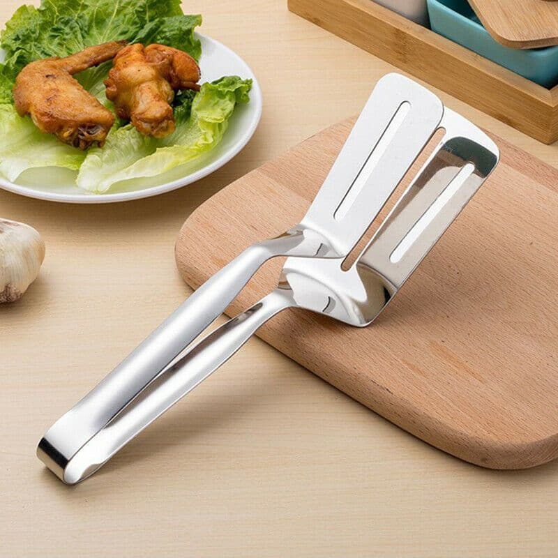image-Stainless Steel Steak Clamp Food Bread Meat BBQ Clip Tongs Kitchen Cooking Tool