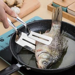 image-Stainless Steel Steak Clamp Food Bread Meat BBQ Clip Tongs Kitchen Cooking Tool