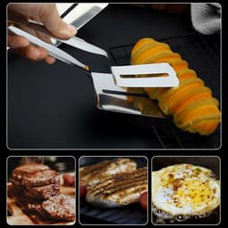 image-Stainless Steel Steak Clamp Food Bread Meat BBQ Clip Tongs Kitchen Cooking Tool