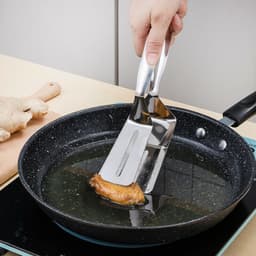 image-Stainless Steel Steak Clamp Food Bread Meat BBQ Clip Tongs Kitchen Cooking Tool