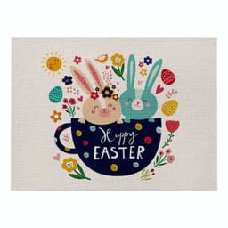image-Home Cartoon Rabbit Kitchen Insulation Coaster Anti-scalding Cotton And Linen Western Placemat