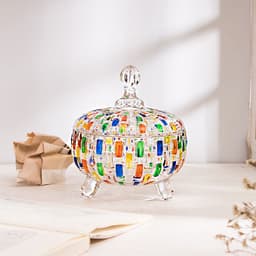 image-Stained Glass Vase Fruit Plate Jar Goblet Home Decor Utensils