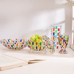 image-Stained Glass Vase Fruit Plate Jar Goblet Home Decor Utensils