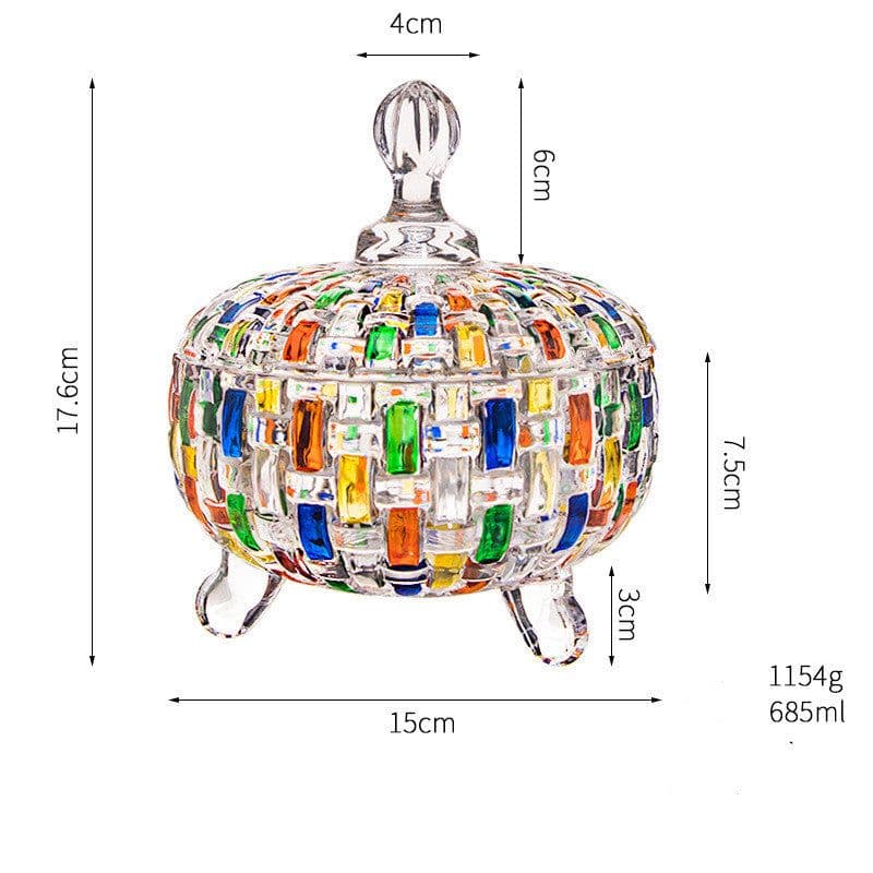image-Stained Glass Vase Fruit Plate Jar Goblet Home Decor Utensils