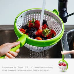 image-New Salad Spinner Scratch Resistant Nylon Spinning Colander