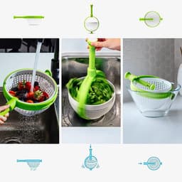 image-New Salad Spinner Scratch Resistant Nylon Spinning Colander