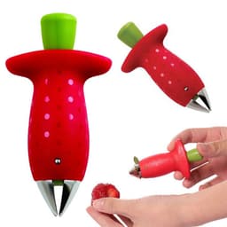 image-Strawberry Stem Remover Metal Plastic Fruit Leaf Remover Tomato Stalks Strawberry Knife Stem Remover Gadget Kitchen Cooking Tool