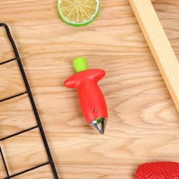 image-Strawberry Stem Remover Metal Plastic Fruit Leaf Remover Tomato Stalks Strawberry Knife Stem Remover Gadget Kitchen Cooking Tool