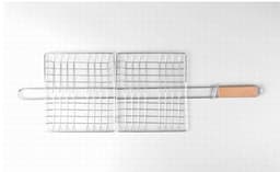 image-Stainless Steel Outdoor Grill Wooden Handle Square