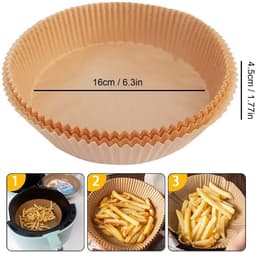 image-Air Fryer Disposable Paper Liner Non-stick Disposable Liners, 200PCS Air Fryer Disposable Paper Liners, 6.3In Round Air Fryer Parchment Paper
