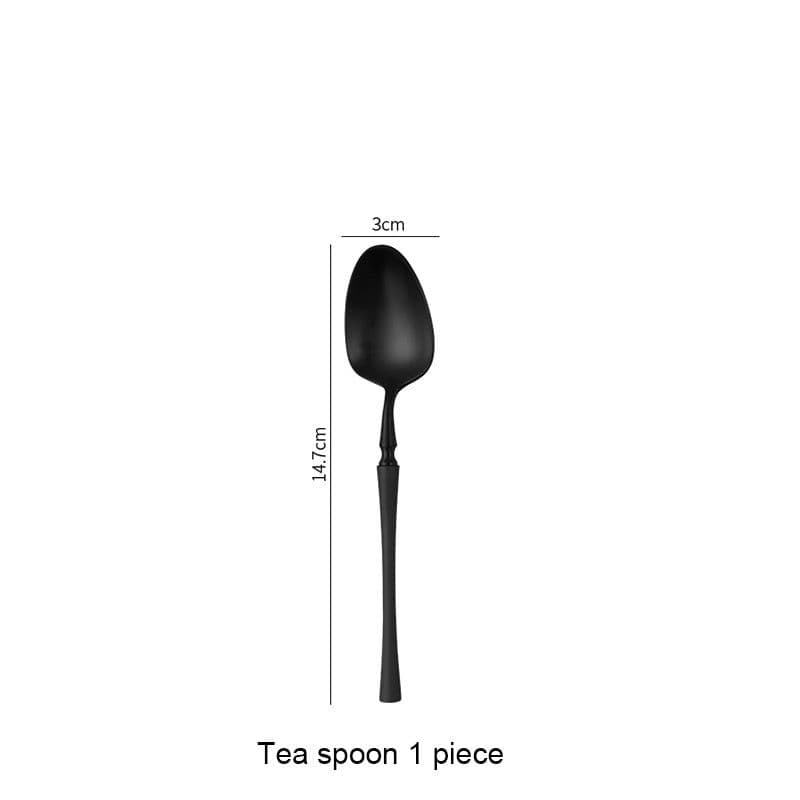 image-Matte Black Stainless Steel Luxury Cutlery Tableware Knife Coffee Ice Spoon Fork Chopsticks Flatware Set