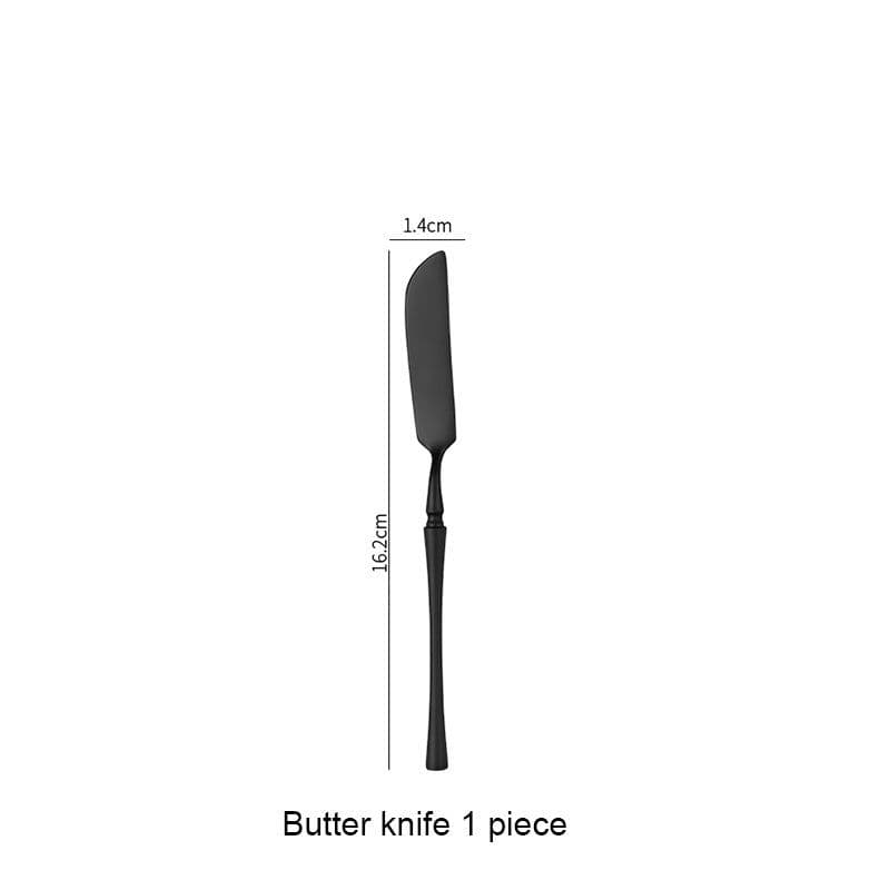 image-Matte Black Stainless Steel Luxury Cutlery Tableware Knife Coffee Ice Spoon Fork Chopsticks Flatware Set