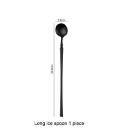 image-Matte Black Stainless Steel Luxury Cutlery Tableware Knife Coffee Ice Spoon Fork Chopsticks Flatware Set