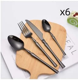 image-Matte Black Stainless Steel Luxury Cutlery Tableware Knife Coffee Ice Spoon Fork Chopsticks Flatware Set