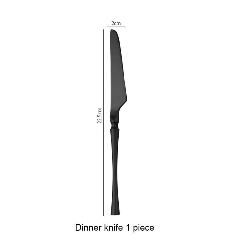 image-Matte Black Stainless Steel Luxury Cutlery Tableware Knife Coffee Ice Spoon Fork Chopsticks Flatware Set
