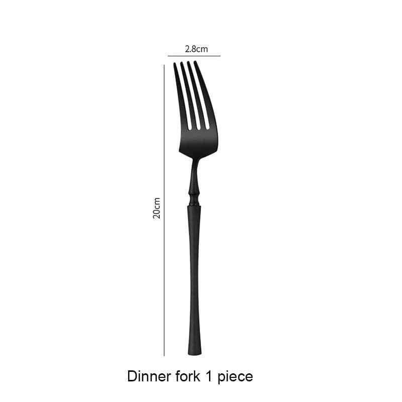 image-Matte Black Stainless Steel Luxury Cutlery Tableware Knife Coffee Ice Spoon Fork Chopsticks Flatware Set