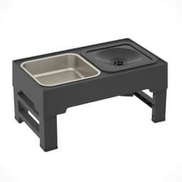 image-Dog Double Bowls Stainless Stand Adjustable Height Pets Feeding Dish Bowl Big Dog Elevated Food Water Feeders For Dogs Pet Products