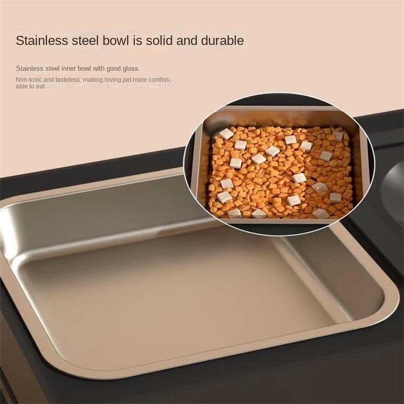 image-Dog Double Bowls Stainless Stand Adjustable Height Pets Feeding Dish Bowl Big Dog Elevated Food Water Feeders For Dogs Pet Products