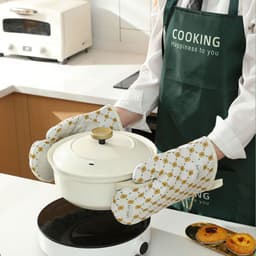 image-Anti-Scalding Microwave Cotton Non-Slip Insulation Gloves Oven Mitts Kitchen Heat Resistant Thickened Cotton Heat Insulation Microwave Oven Oven Anti Scalding Household Gloves Baking Tools