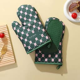 image-Anti-Scalding Microwave Cotton Non-Slip Insulation Gloves Oven Mitts Kitchen Heat Resistant Thickened Cotton Heat Insulation Microwave Oven Oven Anti Scalding Household Gloves Baking Tools