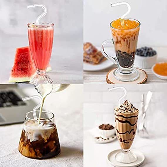 image-Anti Wrinkle Straw - Glass Anti-wrinkle Drinking Straws, Clear Reusable Straws With Cleaning Brush - Eco-Friendly Alternative To Plastic - Cleaning Brush Included - 2 Pack