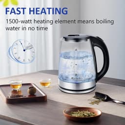 image-Electric Kettle Water Boiler, 1.8L Electric Tea Kettle, Wide Opening Hot Water Boiler With LED Light, Auto Shut-Off & Boil Dry Protection, Glass Black