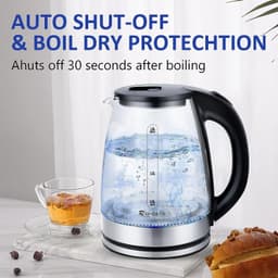 image-Electric Kettle Water Boiler, 1.8L Electric Tea Kettle, Wide Opening Hot Water Boiler With LED Light, Auto Shut-Off & Boil Dry Protection, Glass Black