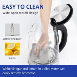 image-Electric Kettle Water Boiler, 1.8L Electric Tea Kettle, Wide Opening Hot Water Boiler With LED Light, Auto Shut-Off & Boil Dry Protection, Glass Black