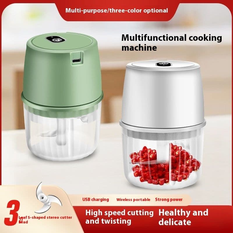 image-USB Rechargeable Electric Garlic Press Portable Wireless Food Chopper Mini Complementary Food Mixer Kitchen Gadgets