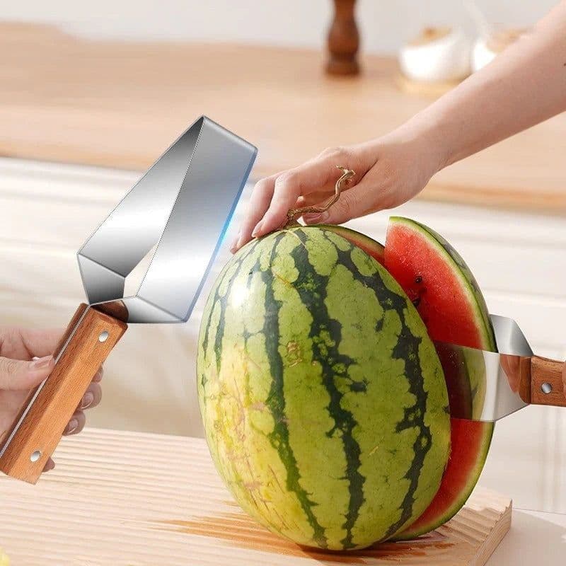 image-New Watermelon Splitter Watermelon Cutting Artifact 430 Stainless Steel Cutting Piece Splitter Household Melon Triangle Cutting Knife Fruit Knife Kitchen Gadgets