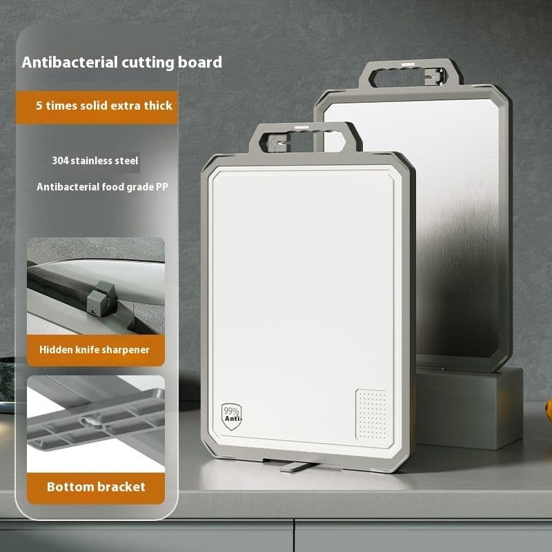 image-Double-sided Antibacterial Kitchen Household Stainless Steel Cutting Board