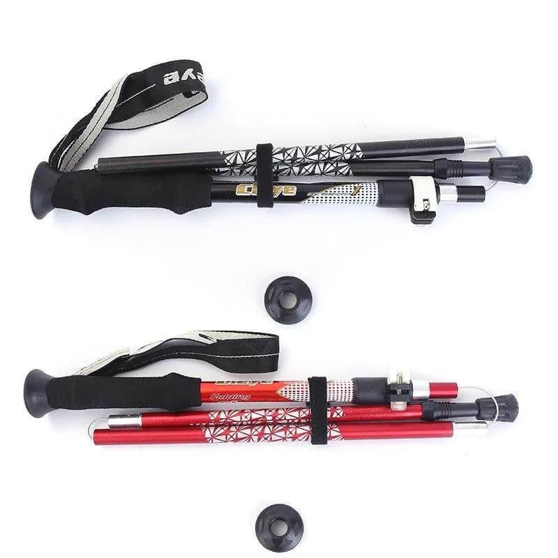 image-Trekking Pole Ultra-Light Telescopic Folding Trekking Mountain Climbing Walking Stick Cane Walking Stick Female Outdoor Equipment Carbon-Free