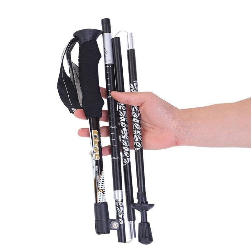 image-Trekking Pole Ultra-Light Telescopic Folding Trekking Mountain Climbing Walking Stick Cane Walking Stick Female Outdoor Equipment Carbon-Free