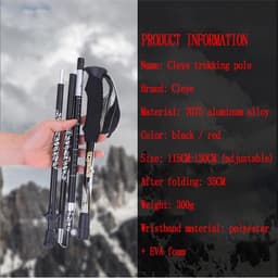 image-Trekking Pole Ultra-Light Telescopic Folding Trekking Mountain Climbing Walking Stick Cane Walking Stick Female Outdoor Equipment Carbon-Free