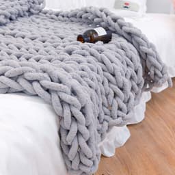 image-Handmade Coarse Yarn Knitted Chenille Rod Knitted Yarn Sofa Cover Blanket