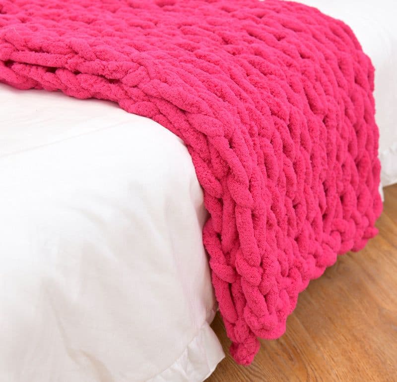image-Handmade Coarse Yarn Knitted Chenille Rod Knitted Yarn Sofa Cover Blanket