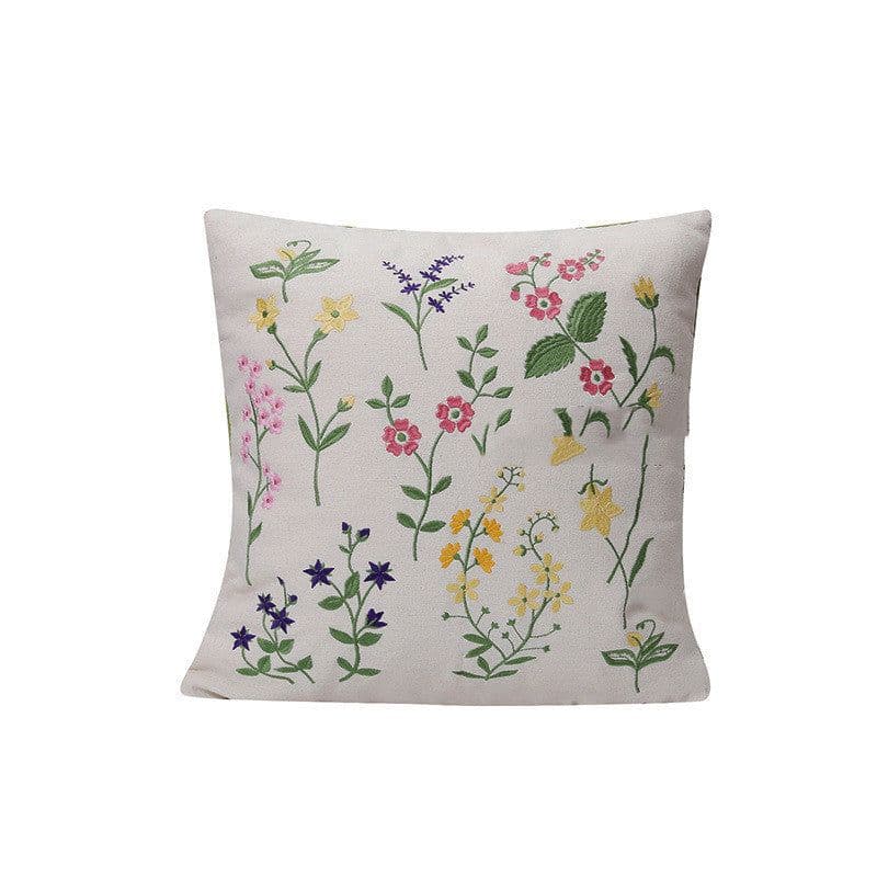 image-Home Embroidery Plants And Flowers Pillow