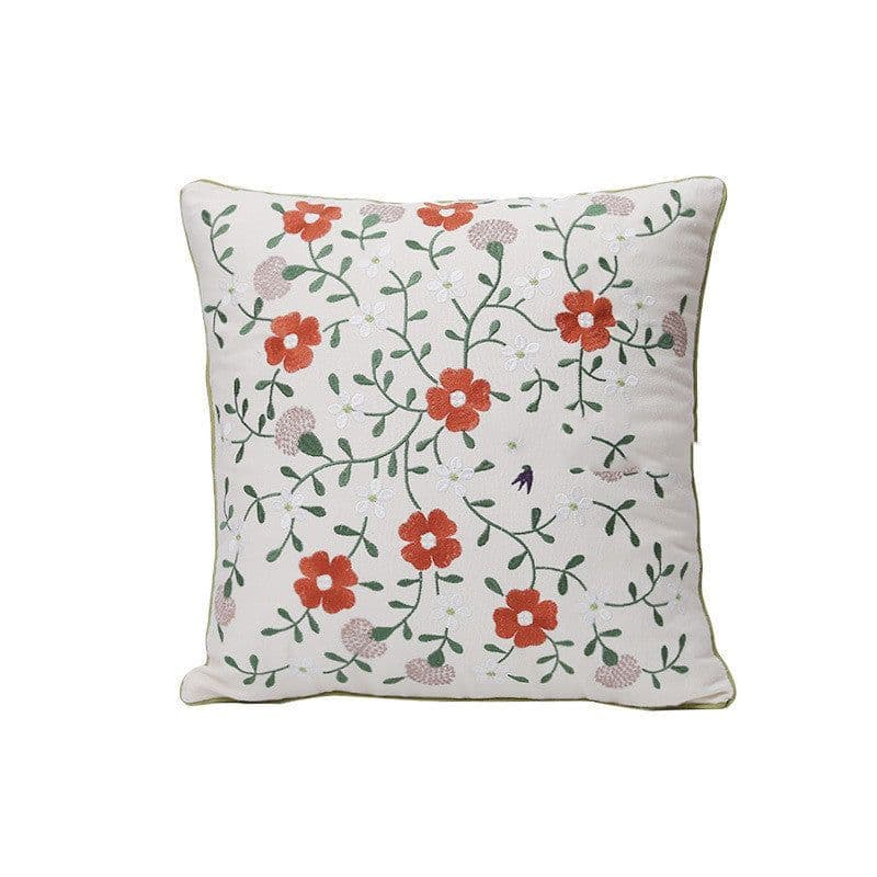 image-Home Embroidery Plants And Flowers Pillow