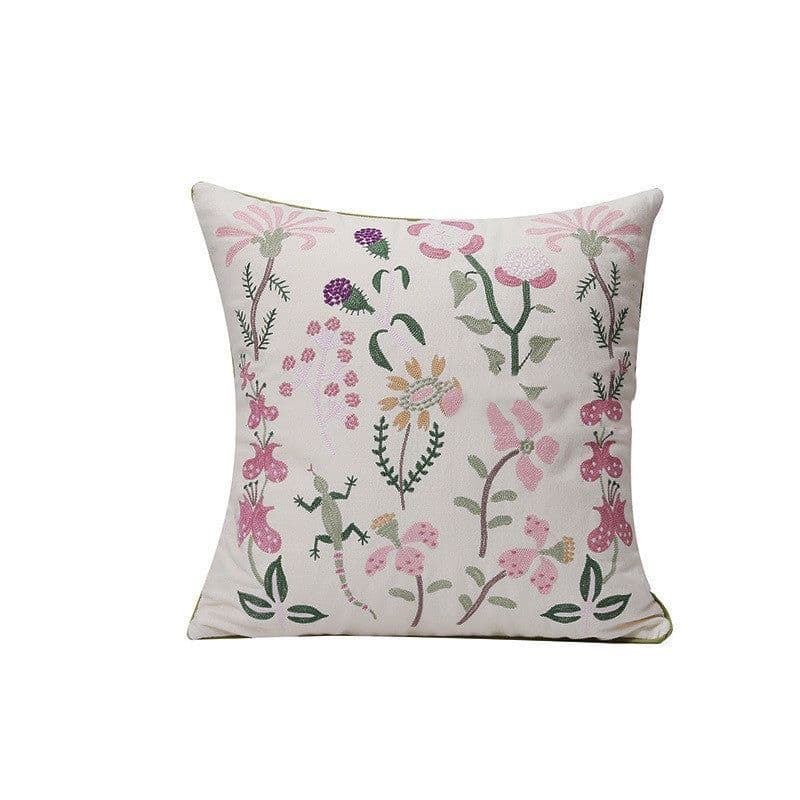 image-Home Embroidery Plants And Flowers Pillow